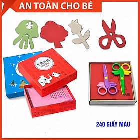 Bộ Đồ Chơi Cắt Giấy Thủ Công Cho Bé 240 Giấy Màu Và 2 Kéo Cắt An Toàn Tiện