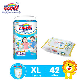 Tã Quần Goo.n Premium Cao Cấp Gói Cực Đại Size XL42 (42 Miếng) + Tặng bịch khăn ướt Goo.N Premium 80 miếng cao cấp