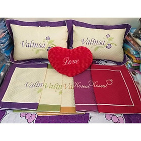 Mua (RẺ VÔ ĐỊCH) Combo 2 vỏ gối thêu satin (Chát chọn mẫu)