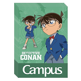 Bộ 5 Vở B5 200 Trang Campus Conan Mystery Kẻ Ngang Có Chấm - NB-BCNM200 - Mẫu 2 - Xanh Lá