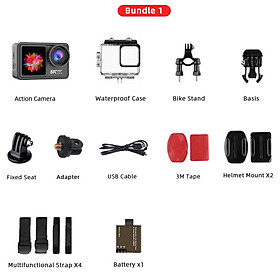 Camera hành động 4K 60fps 5K30fps Mũ bảo hiểm xe máy Photography Máy ảnh thể thao bảo mật GO Pro Camas Chuyên nghiệp Chia nhỏ 40M Màu sắc: Danh sách gói-1