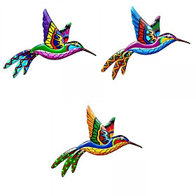 3Pcs Hummingbird Colorful Sculpture Wall Decor for Indoor Outdoor