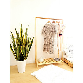 Mua GIÁ KỆ GỖ TREO QUẦN ÁO MÀU GỖ TỰ NHIÊN DÀI 88CM CAO 150CM CÓ ỐC CẤY