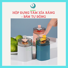 Mua  VIDEO - Hộp đựng tăm xỉa răng có nút bấm 8x5 5cm- Dụng cụ lấy tăm tự động- CHỌN MÀU