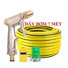 Bộ dây vòi xịt nước rửa xe, tưới cây . tăng áp 3 lần, loại 7m, 10m 206701-1 đầu đồng,cút, nối PE