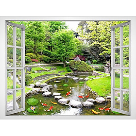 Mua Tranh dán tường cửa sổ HD Cảnh đẹp thiên nhiên cá chép Koi CS-0377 Kim sa