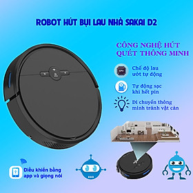 Robot hut bụi lau nhà D2, rô bốt hút bụi, Máy hút bụi gia đình Không Dây loại tốt Công suất cực mạnh pin khủng 4000mAH có hộp nước lau khô ướt, cảm biến chống rơi, chống va chạm 