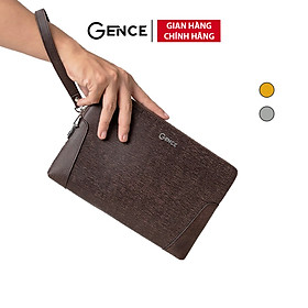 Ví Cầm Tay Clutch Nam GENCE CK11 Da Bò Khóa Số Cao Cấp Màu Nâu Phụ Kiện Vàng Hoặc Bạc