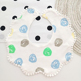 Yếm tròn xoay 360 độ phong cách hoa nhí Vintage Hàn Quốc chống thấm 100% cotton