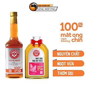 Combo Mật ong nguyên chất Honimore Hoa Cao Nguyên 630g/chai tặng 1 chai Mật ong Hoa Vải Thiều 360g - tăng cường sức đề kháng