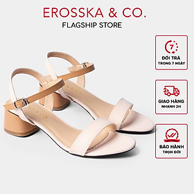 Giày sandal cao gót Erosska thời trang mũi tròn phối dây nhiều màu tinh tế cao 3cm EB019