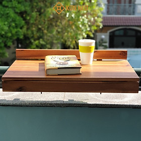Mua Bàn treo ban công  bàn bar ban công gỗ tràm chuyên dùng ngoài trời  lan can thẳng lan can tròn - 60 x 35 x 12 cm - Kute Nest
