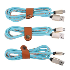 Micro USB Charging Cable, PU Leather Android Phone Fast Charger Cord 3.3Ft Extra Durable for Samsung, HTC, LG Motorola, for Sony (Pack of 3)