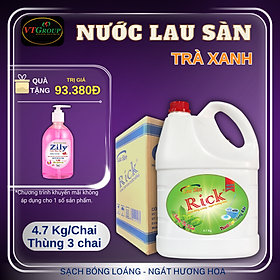Nước lau sàn Rick 4.7kg (3 chai/ thùng) - Tặng 1 Chai Nước Rửa Tay Zily 500Gr