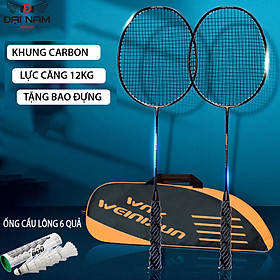 Bộ 2 Vợt Cầu Lông Khung Carbon 710 Lực Căng 12kg (26LBS) Đại Nam Sport + Tặng Túi Đựng Vợt