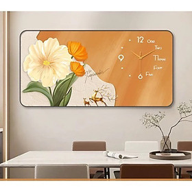 Mua (ẢNH THẬT) Tranh đồng hồ tráng gương hoa tulip 6 tranh bo viền kèm đinh treo