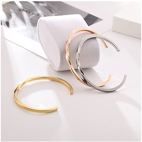 Vòng tay cuff nam nữ unisex dạng xoắn titan ko han rỉ tt 3976