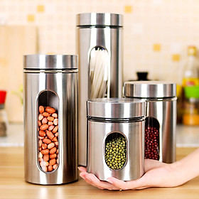 Mua Hộp Đựng Thực Phẩm Thủy Tinh Bọc Inox Hình Trụ Tròn GAGI Mã GH21 Sang Trọng Chống Ẩm Mốc Tốt  Dày Dặn Siêu Bền - Hàng Chính Hãng - Combo 4 hộp