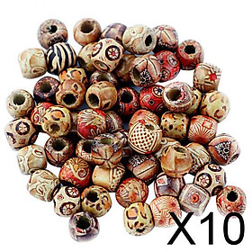 10x100pcs 12mm Mixed Round Wooden Beads for Jewelry Making Loose Spacer Charms