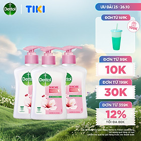 Combo 3 chai nước rửa tay Dettol kháng khuẩn dưỡng da - Chai 250g
