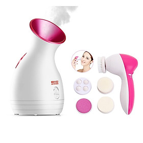 Máy xông hơi massage mặt Nano- Tặng máy rửa mặt 5in1 skin xoay