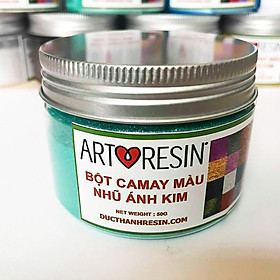 Bột camay nhũ ánh kim pha Epoxy Resin màu XANH NGỌC - PEARL GREEN 50g