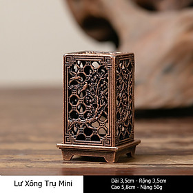 Mua Lư Xông Trầm Trụ Hợp Kim Nhỏ Gọn – Đốt Nụ Trầm  Bột Trầm  Họa Tiết Tứ Quý Phong Thủy