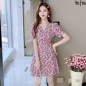 Váy đầm voan hoa nhí kiểu ngắn dáng xòe dự tiệc, dạo phố (real shot)