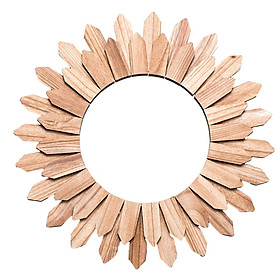 Wall Mounted Mirror Wooden Round Makeup Mirror for Office Hallway Home Decor