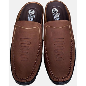 Dép bít mũi nam Trường Hải da bò cao cấp đế cao su màu vàng bò BM215