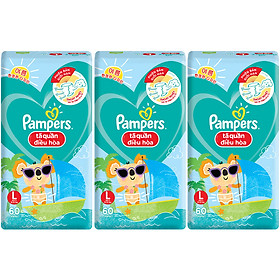Combo 3 tã Quần Pampers Điều Hoà Gói Lớn L60/XL52/XXL44