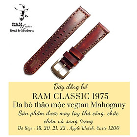 Dây đồng hồ da bò vegtan ý nhuộm thủ công bền chắc - Ram Classic 1970 mahogany