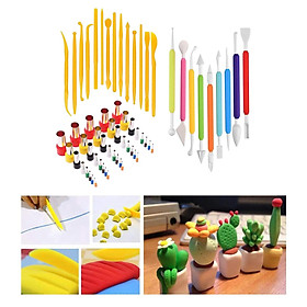 63Pcs DIY Polymer Clay Cutters, Indentation Round Round Cut Mold Pottery Ceramics Tools Clay Roller Set for Fondant Jewelry Earring Making