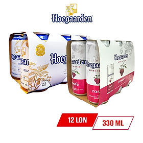 Combo 2 Lốc 6 Hoegaarden Rosee & Lốc 6 Hoegaarden White 330ml Lon