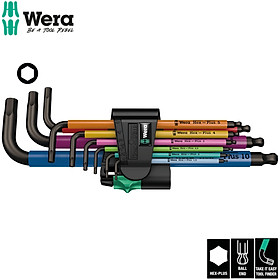 Bộ lục giác đầu bi nhiều màu sắc 950/9 hex-plus multicolour 1 sb L-key set , Wera 05073593001