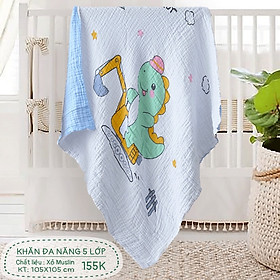 Khăn đa năng 5 lớp xô muslin Goodmama kích thước 105 105cm