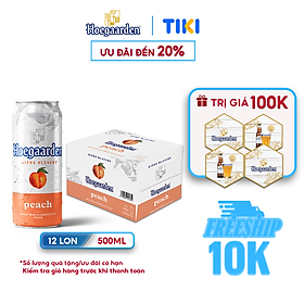 Thùng 12 Lon Bia Hoegaarden Peach - Bia Bỉ Vị Đào(500ml/Lon)