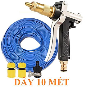 Bộ dây vòi xịt nước rửa xe,tưới cây .tăng áp 3 lần,loại 7m,10m 206236 đầu đồng,cút,nối nhựa đ+ tặng túi đựng bút 