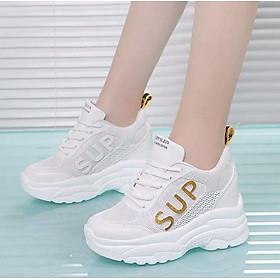 Giày thể thao nữ độn đế 6p viền chữ SUP cực chất