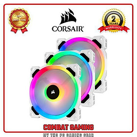 Bộ 3 Quạt Máy Tính 120mm CORSAIR LL120 Trắng RGB kèm Node PRO