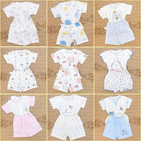 Mẫu Ngẫu Nhiên Bộ Đồ Sơ Sinh Cotton Ngắn Tay Cho Bé Trai Và Bé Gái Họa Tiết Dễ Thương