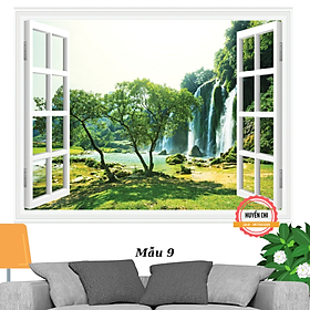 Mua Tranh dán tường 3d Cửa sổ nhìn ra ngoài phong cảnh thiên nhiên-tranh 3d phòng khách  phòng ngủ-Huyền Chi-Đặt theo kích thước yêu cầu