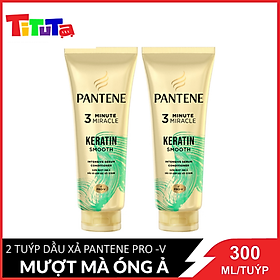 Combo 2 Tuýp Dầu xả Pantene Pro- V 3 Phút Diệu Kì Mượt Mà Óng Ả (Xanh Lá) 300ml / Tuýp