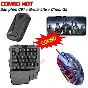 Mua Vinetteam Combo Bộ Chuyển Đổi Chơi Game Gmix Lite + Bàn Phím C91 + Chuột G5 Hỗ Trợ Chơi Game Pubg Mobile COD Freefire World of Tank - Hàng Chính Hãng