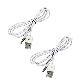2x 3.5mm AUX Audio Plug to USB 2.0 Male Converter Cable Cord For MP3