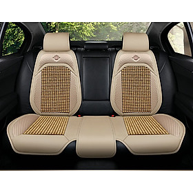 Bộ áo lót ghế ô tô xe hơi hạt gỗ - Bọc ghế ô tô chóng nóng massage lưng chất liệu da cao cấp
