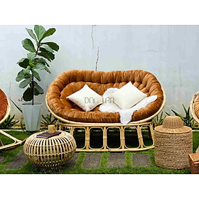 Ghế mây papasan đôi - ghế mây mamasan size 1m6*1m1 gồm nệm - nội thất mây tre