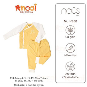 Bộ cài lệch Nous vàng hình ong và mây Newborn - Chất liệu Nu Petit 95% cotton thiên nhiên