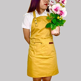 Mua Tạp dề yếm nút bấm màu vàng đồng dành cho nam nữ phục vụ ( nhận in thêu logo )