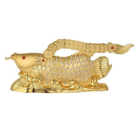 Tượng cá rồng vàng đính đá phong thủy trang trí nhà cửa hoặc đặt taplo ô tô - Chất liệu: Hợp kim - Kích thước: 24.4*4.3*10.1cm - Trọng lượng: 820g - Mã: HC889